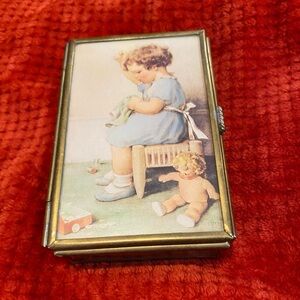 Vintage Via Vermont Brass, Stained Glass Trinket Box Made Mexico